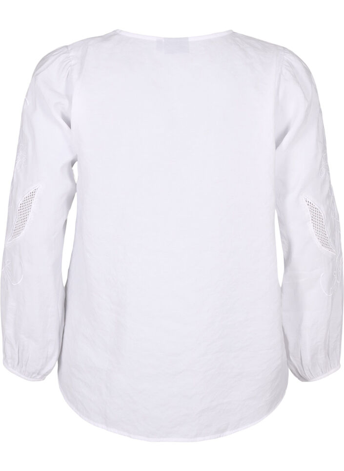 Bluzka z modalu TENCEL™ z haftowanymi detalami, Bright White, Packshot image number 1