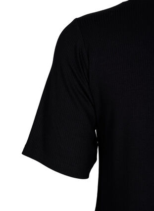 Prazkowana koszulka z wiskozy, Black, Packshot image number 3