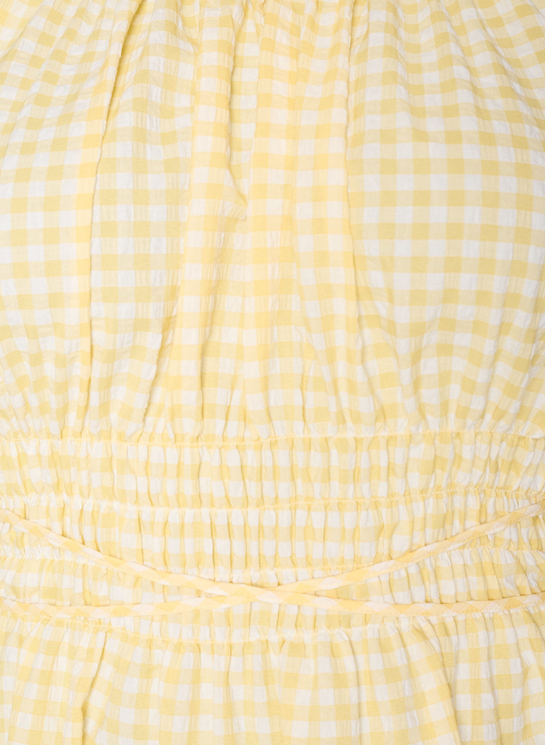 ZizziKr&oacute;tka sukienka w drobna kratke z bufiastymi rekawami, Ż&oacute;łty, Packshot image number 2