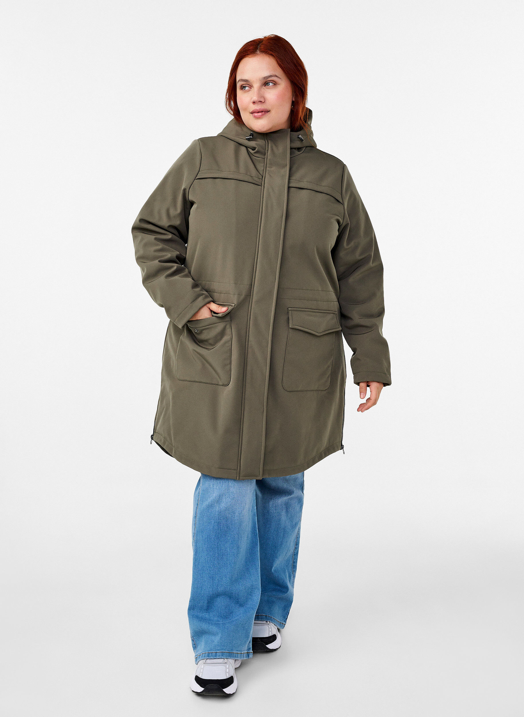 Zizzi Hydrofobowa kurtka softshell z pikowana podszewka, Zielony, Model image number 1