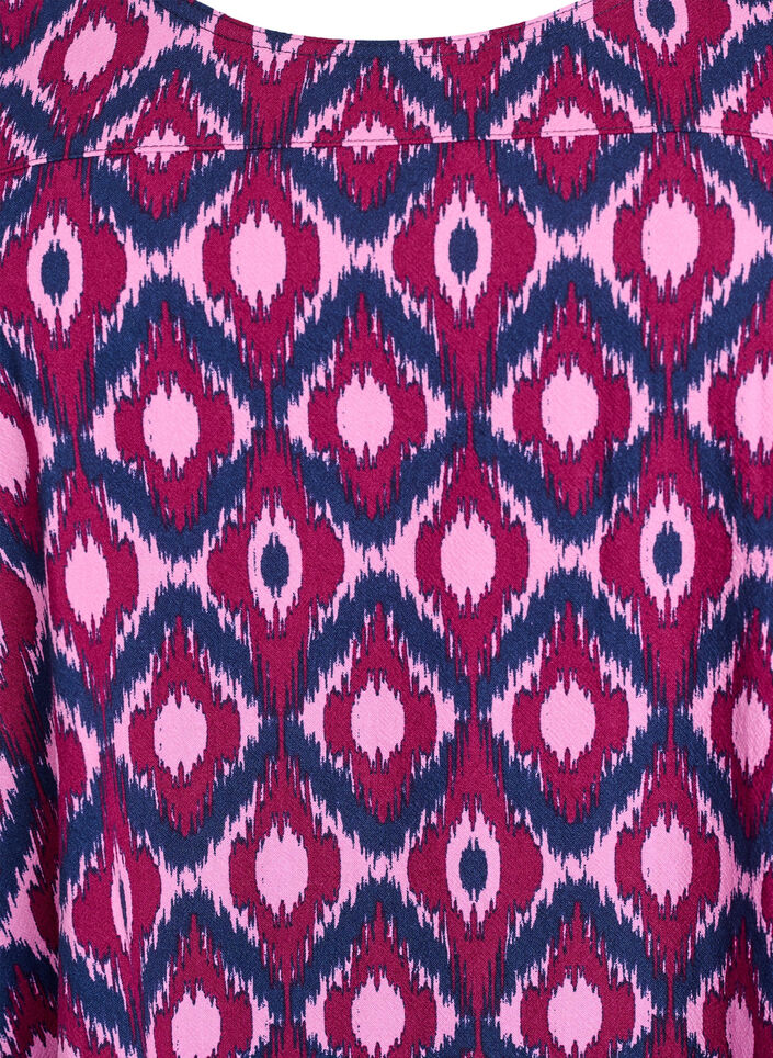 Krótka bawelniana sukienka z rekawami 3/4 i kieszeniami, Różowy, Packshot image number 2