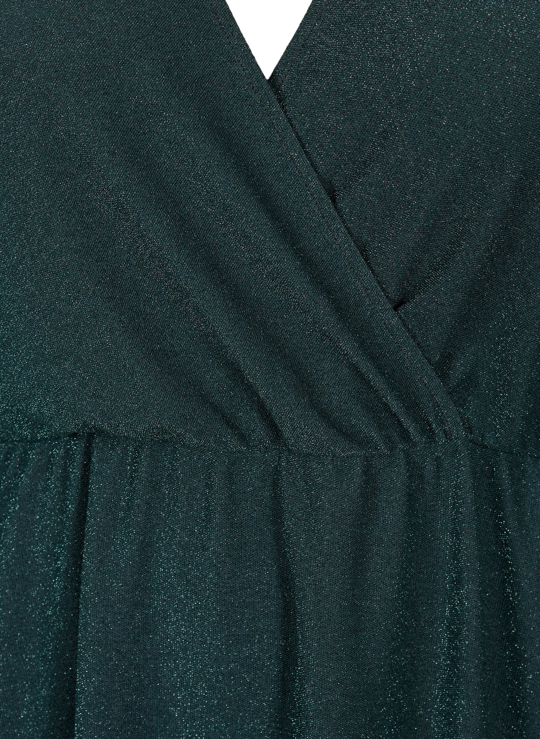 Zizzi Brokatowa sukienka kopertowa z dlugimi rekawami, Black Scarab, Packshot image number 2