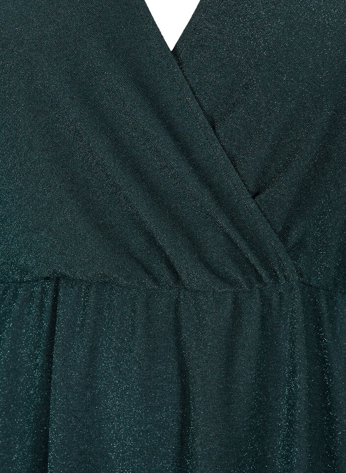 Brokatowa sukienka kopertowa z dlugimi rekawami, Black Scarab, Packshot image number 2