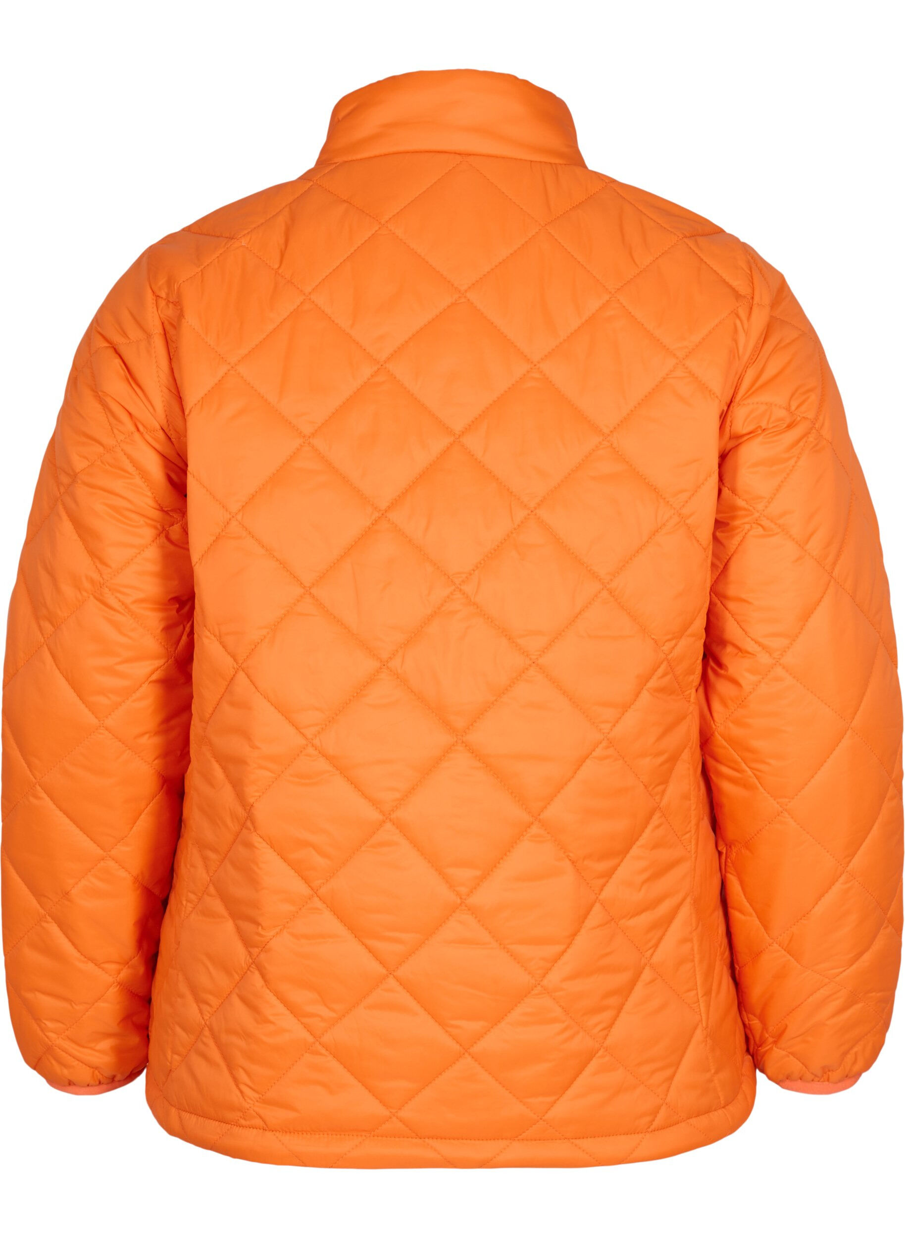 Zizzi Lightweight quilted jacket with zip and pockets, Mandarin Orange, Packshot image number 1