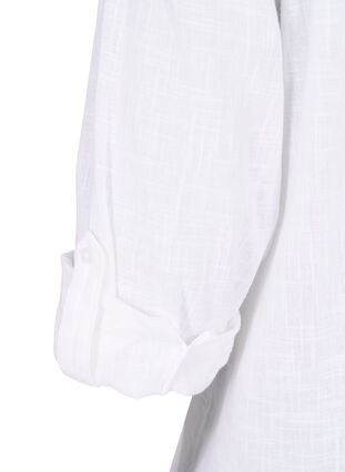 Bawelniana koszulowa bluzka z dekoltem w szpic, Bright White, Packshot image number 3