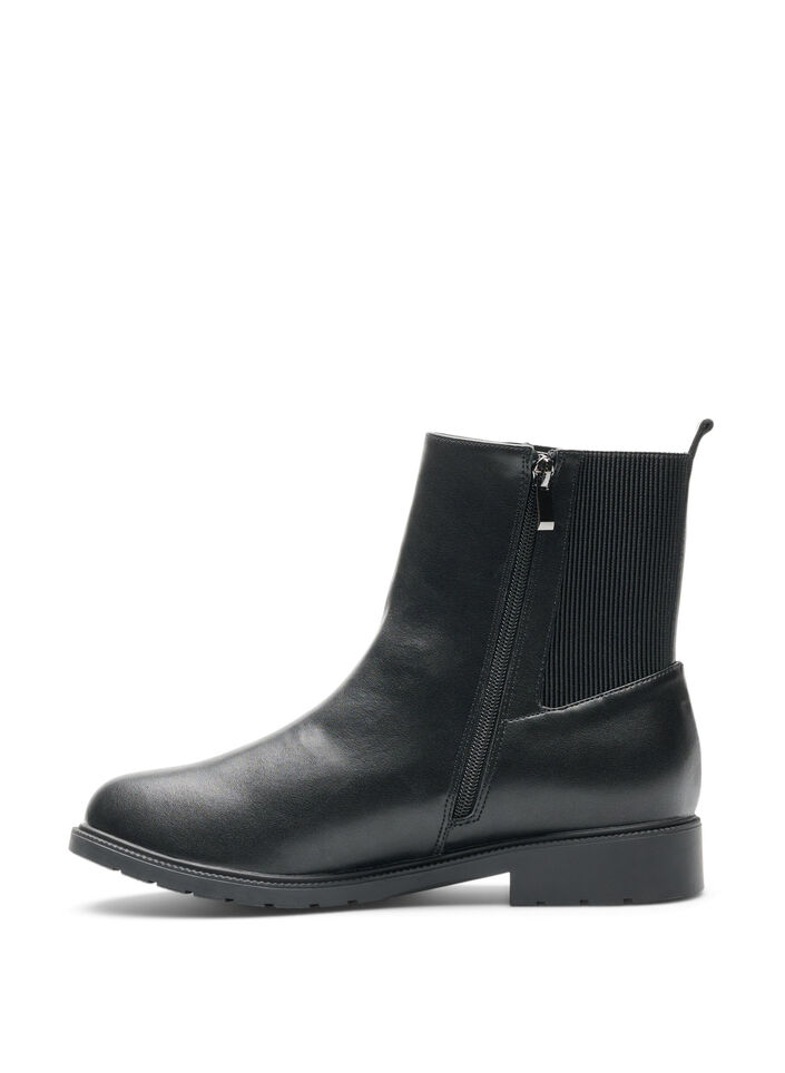 Recznie robione buty Chelsea ze sk&oacute;ry z elastycznym panelem, Czarne, Packshot image number 2