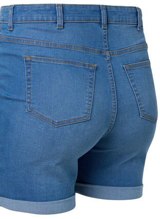 Dopasowane szorty jeansowe z wysokim stanem, Medium Blue Denim, Packshot image number 3