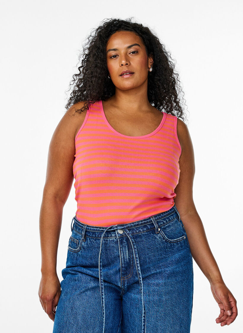Tank top w paski o prazkowanej strukturze, Czerwony, Model image number 0