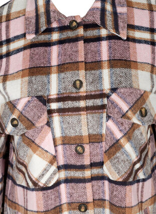 Checkered shirt jacket with chest pockets, Pink Check, Packshot image number 2