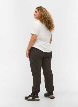 Luzne, bawelniane spodnie bojówki, Khaki Green, Model image number 1