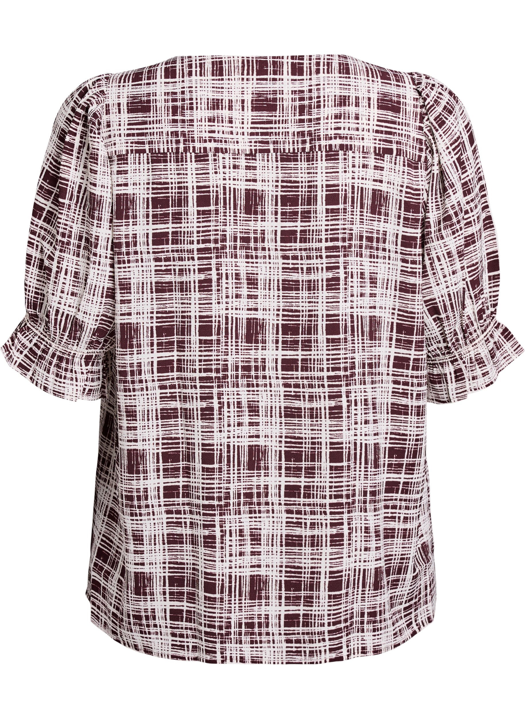 ZizziBluzka koszulowa z p&oacute;ldlugimi rekawami, Ciemnobordowy, Packshot image number 1