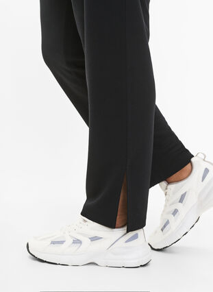 Spodnie z mieszanki modalu z rozcieciem, Black, Model image number 3