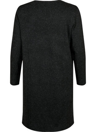 Dzianinowa sukienka z rozcieciem w rekawach, Dark Grey Melange, Packshot image number 1