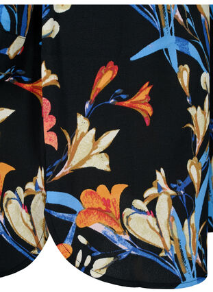 Wzorzysta sukienka ze sznurkiem w pasie, Black Flower AOP, Packshot image number 4