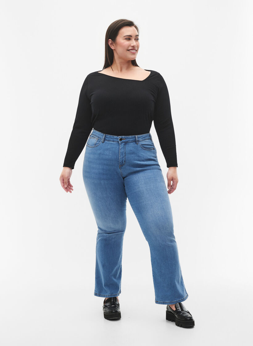 Koszulka z dlugimi rekawami o asymetrycznym kroju, Black, Model image number 2