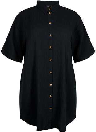 Koszula z krótkim rekawem i guzikami, Black, Packshot image number 0