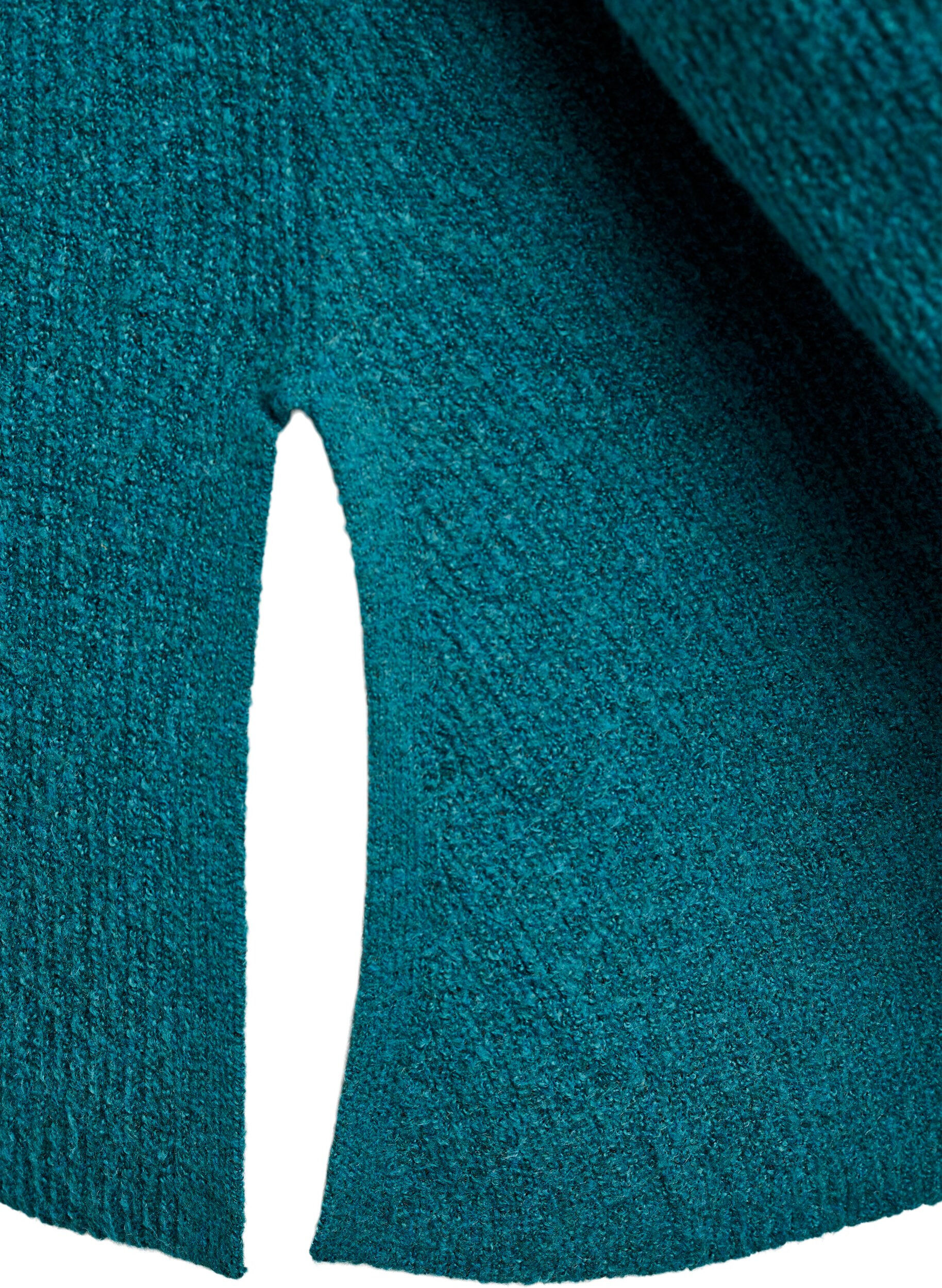 Zizzi Sweter z dzianiny z ukosnym wzorem i rekawami raglanowymi, Zielony, Packshot image number 3