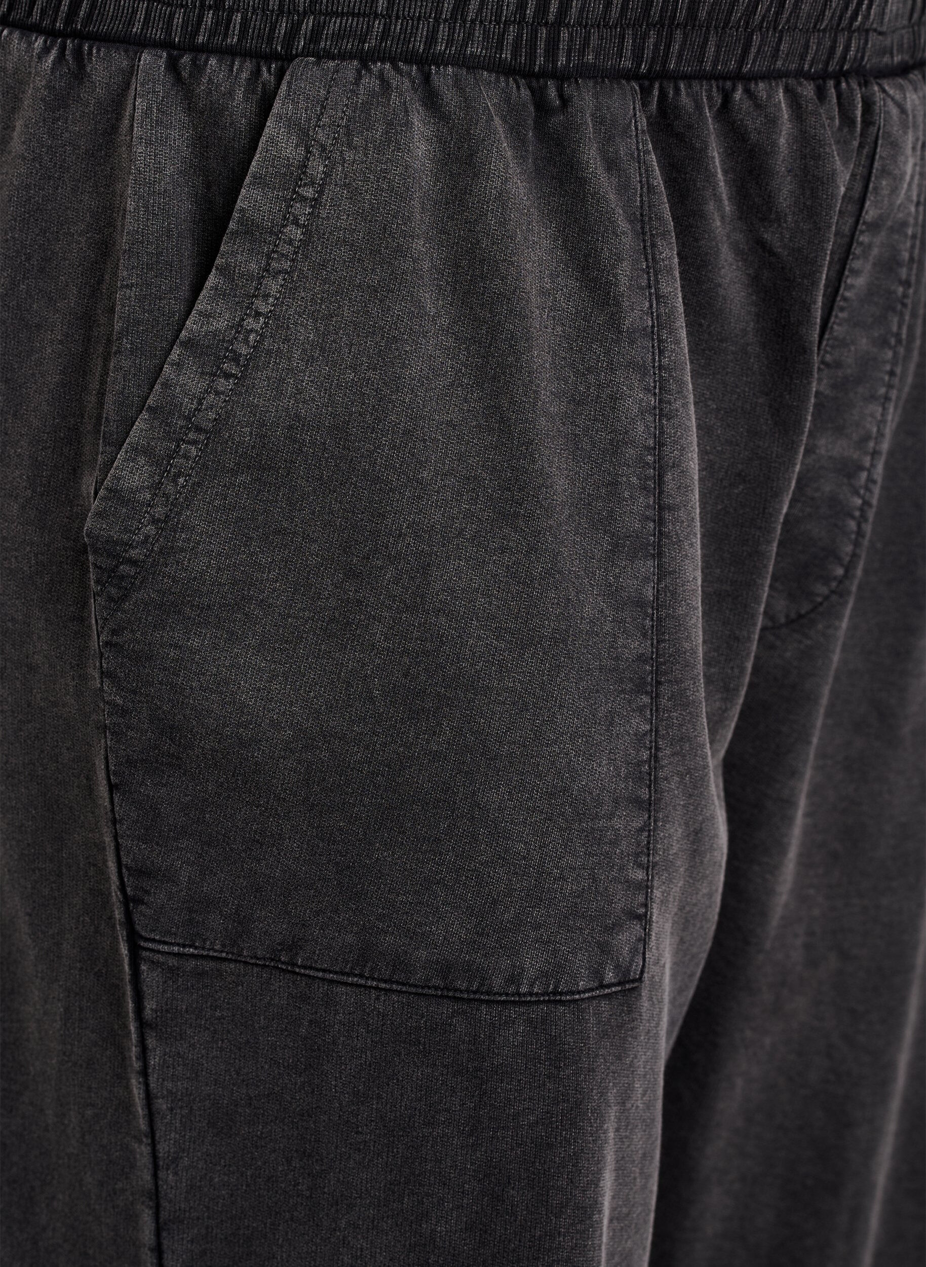 Zizzi Spodnie dresowe o szerokich nogawkach z efektem prania, Ciemnoszary, Packshot image number 2