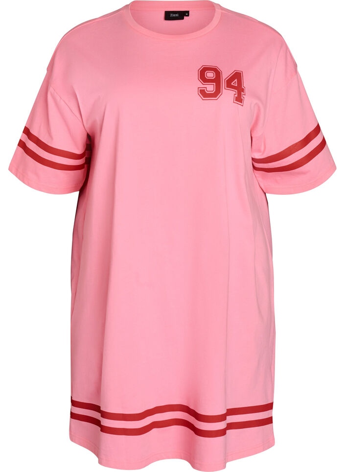 Kr&oacute;tka sukienka koszulkowa ze sportowymi detalami, R&oacute;żowy, Packshot image number 0