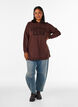 Bluza z kapturem z nadrukiem z tkaniny frotte, Brązowy, Model image number 1