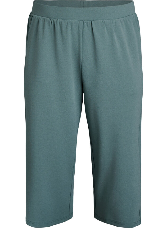 Spodnie 3/4 o luznym kroju z wysokim stanem, Zielony, Packshot image number 0