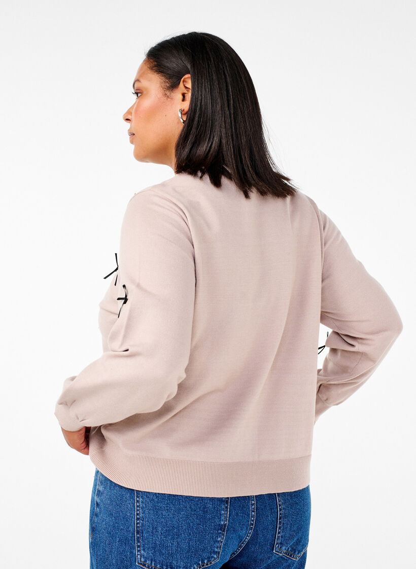 Dzianinowy kardigan z kokardkami, Simply T. Black Bows, Model image number 1