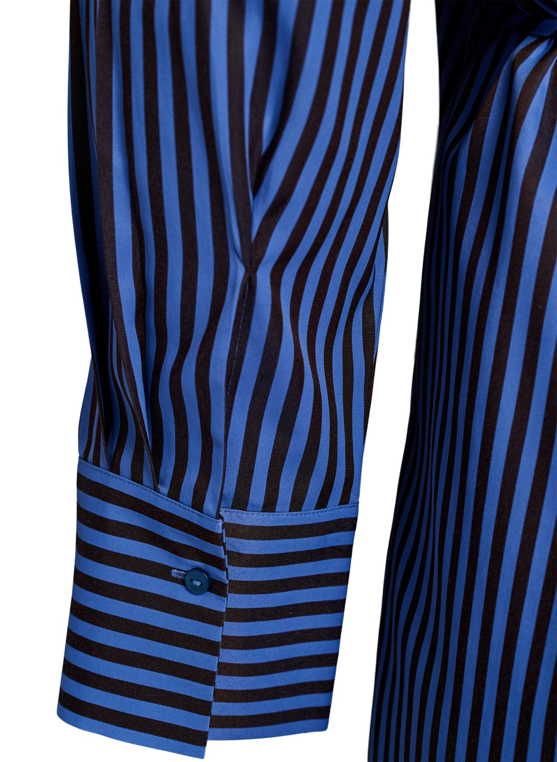 ZizziKoszula w paski z efektem przewiazywania i pasem do wiazania, Niebieskie, Packshot image number 4