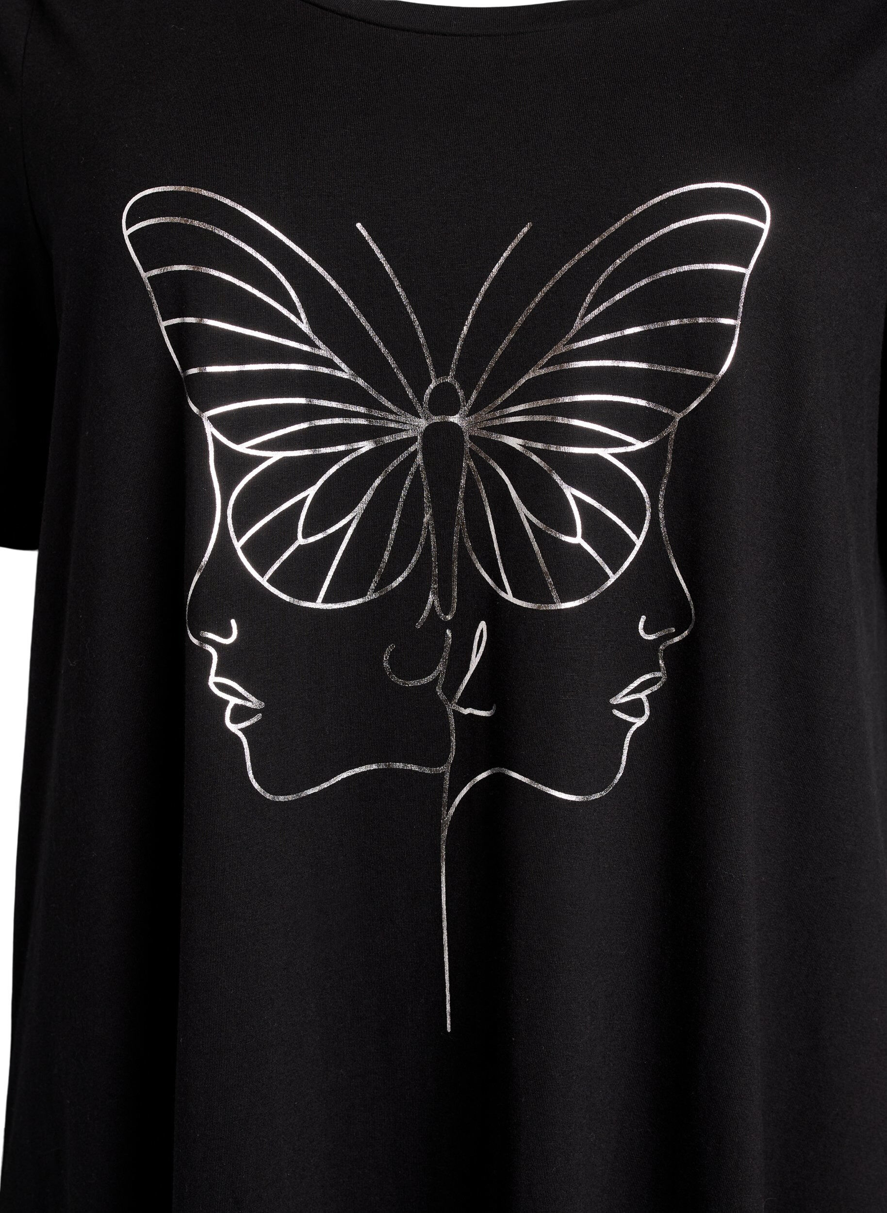 ZizziKoszula nocna midi z bawelna organiczna, Czarne, Packshot image number 2