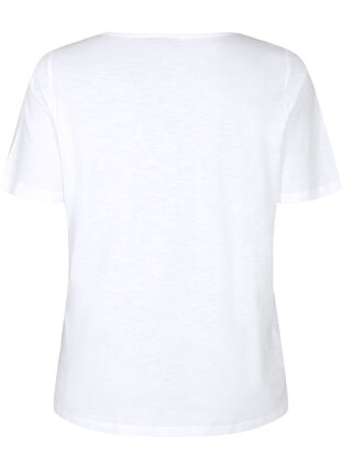 Bawelniana koszulka z koronkowa wstazka, Bright White, Packshot image number 1