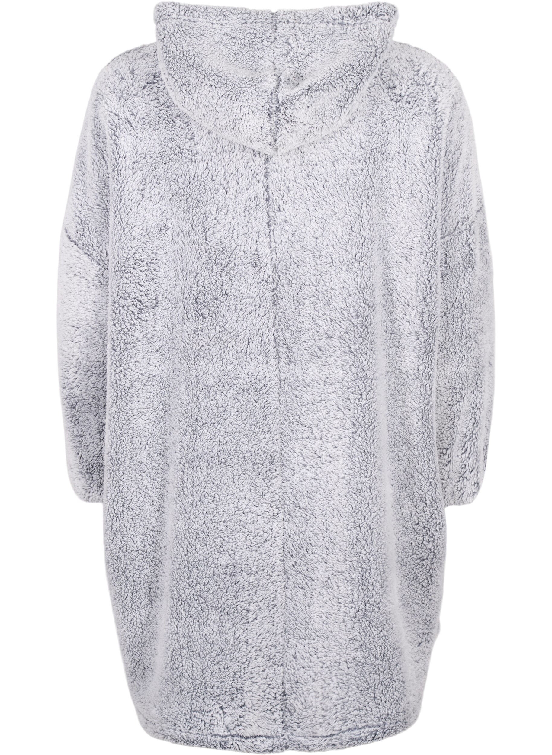 Zizzi Sukienka pluszowa oversize z kieszenia, Grey Melange, Packshot image number 1