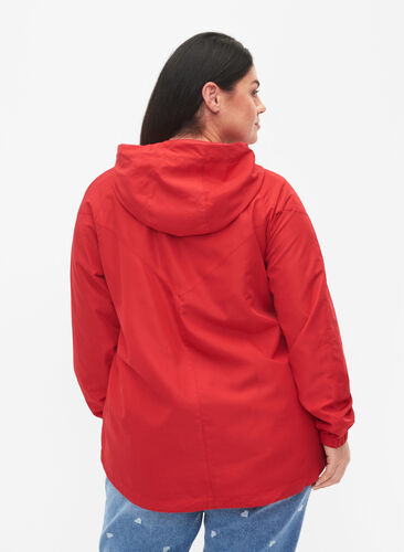 Krótka kurtka z kapturem i regulowanym dolem, Tango Red, Model image number 1