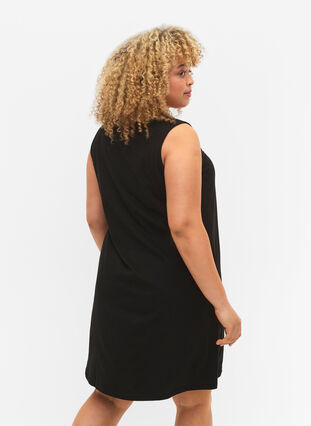 Trapezowa sukienka z bawelny bez rekawów, Black W. YOU, Model image number 1