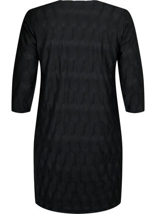 FLASH – sukienka z faktura i rekawem 3/4, Black, Packshot image number 1