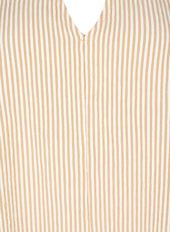 Pasiasta sukienka z rekawem 3/4, Camel Stripe, Packshot image number 2