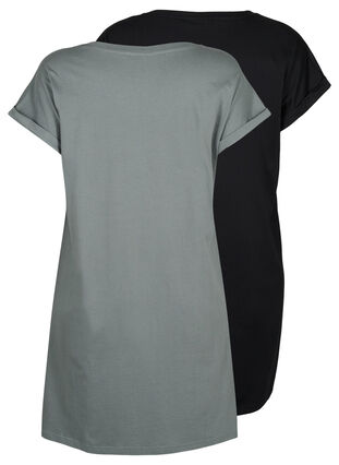 2-pack bawelniana sukienka z krótkimi rekawami, Balsam Green/Black, Packshot image number 1