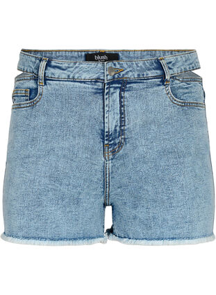  Szorty jeansowe z wycieciami, Light blue denim, Packshot image number 0