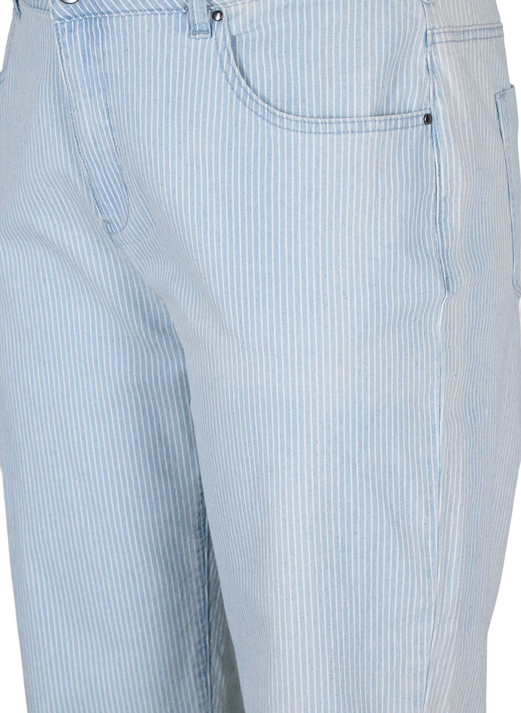 Zizzi Proste jeansy do kostek w paski, Light Blue Stripe, Packshot image number 2