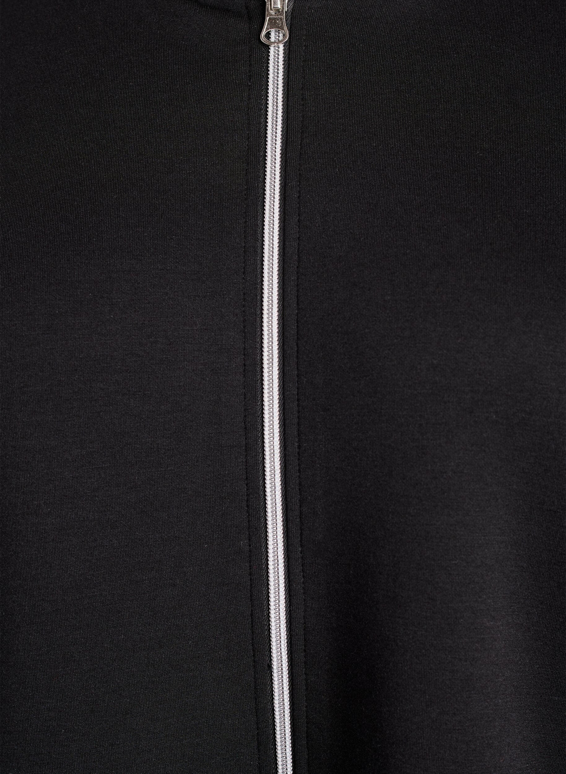 Zizzi Bluza z kapturem do nurkowania z zamkiem i kieszeniami, Czarne, Packshot image number 2