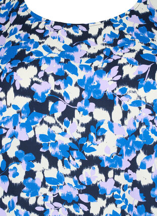 FLASH – bluzka z dlugim rekawem, marszczeniami i nadrukiem, Blue Purple Flower, Packshot image number 2