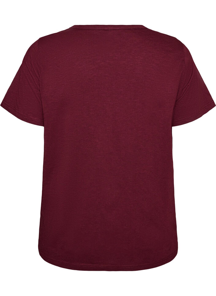 T-shirt z guzikami, Ciemnobordowy, Packshot image number 1