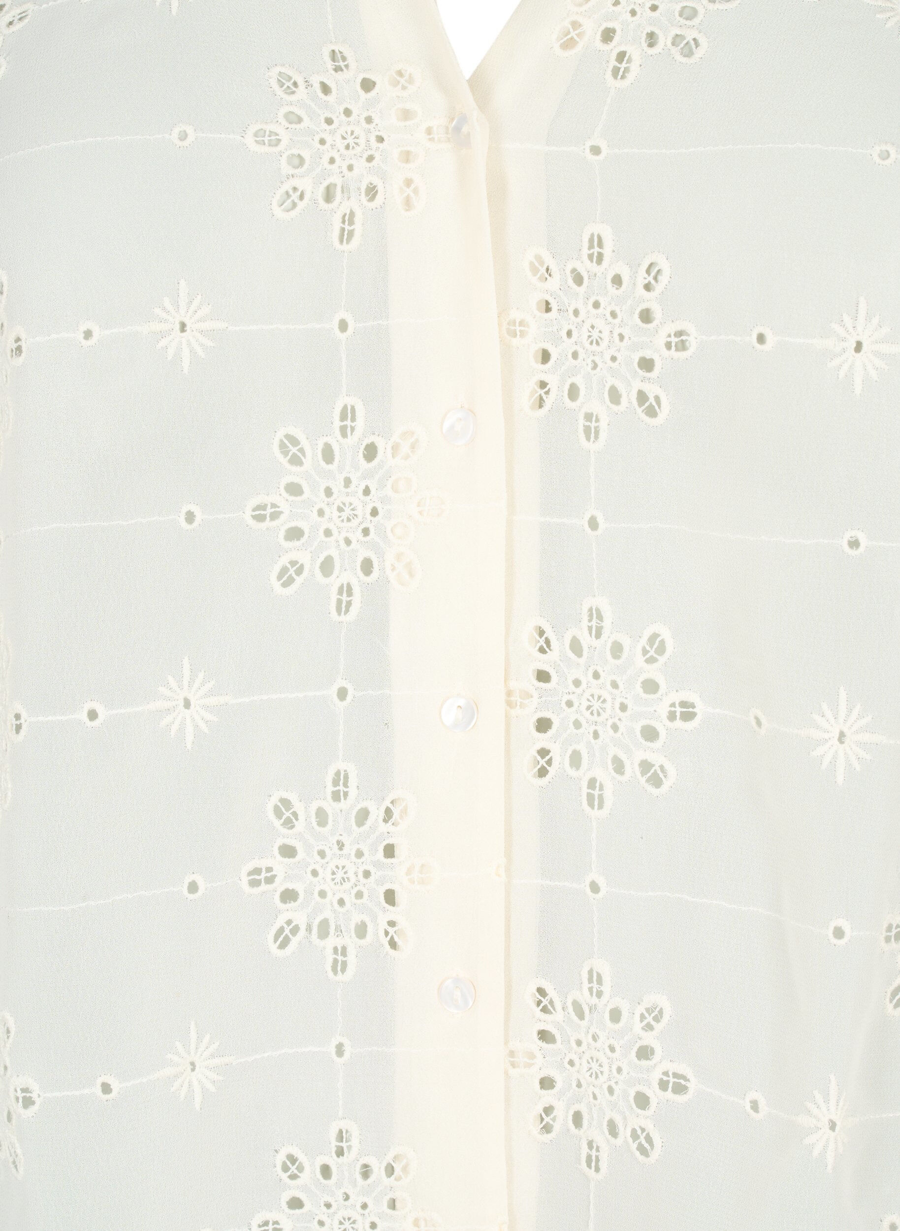 Zizzi Bluzka koszulowa z kr&oacute;tkim rekawem i haftem angielskim, Antique White, Packshot image number 2