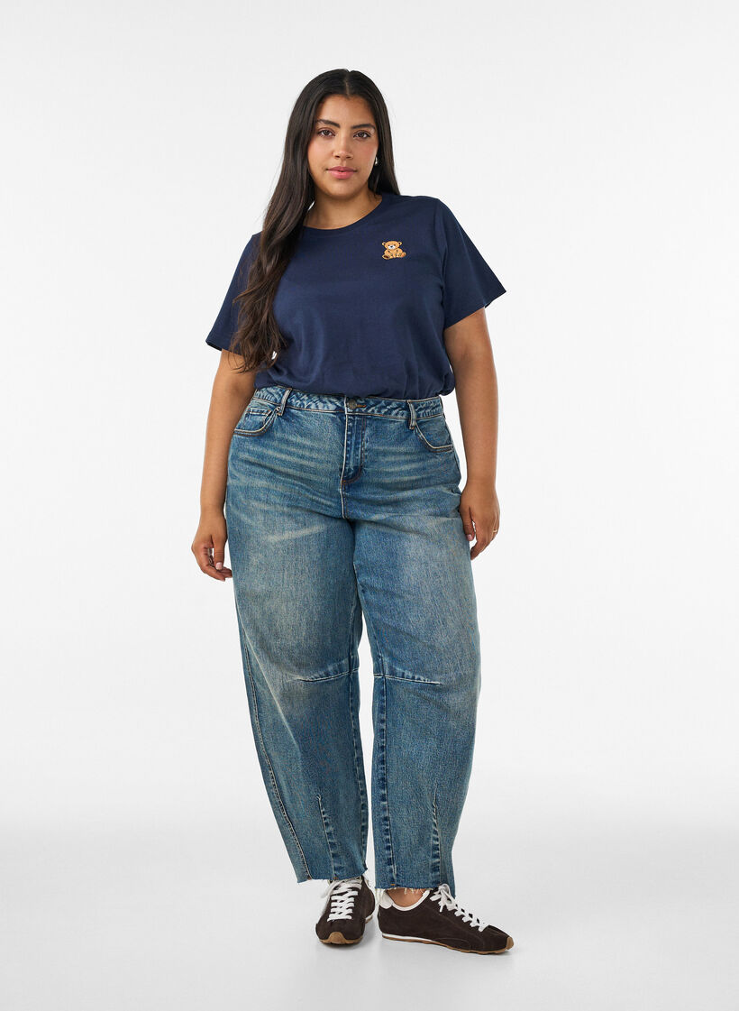 Bawelna organiczna Koszulka z motywem misia, Niebieskie, Model image number 1