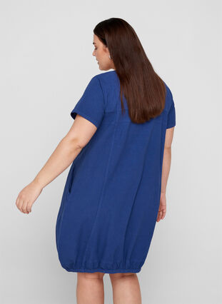 Bawelniana sukienka z krótkim rekawem, Twilight Blue, Model image number 1