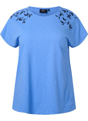 Bawelniana koszulka z nadrukiem lisci, Ultramarine C Leaf, Packshot image number 0