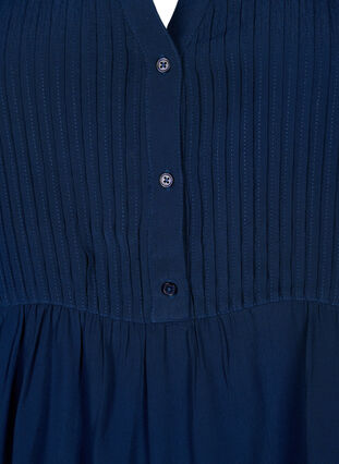 Wiskozowa bluzka z krótkim rekawem i zakladkami, Navy Blazer, Packshot image number 2