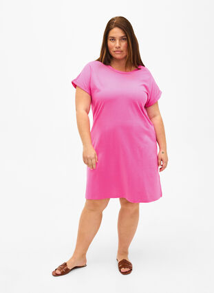 2-pack bawelniana sukienka z krótkimi rekawami, Shocking Pink/Black, Model image number 2