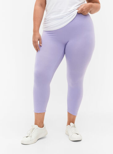 3/4-length wiskozowe legginsy w stylu basic, Lavender, Model image number 0