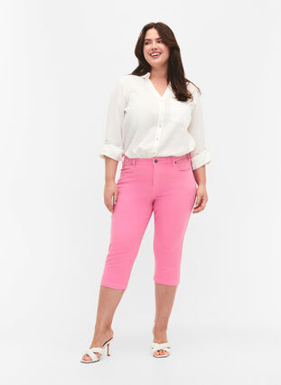 Dopasowane spodnie Emily capri, Rosebloom, Model image number 0