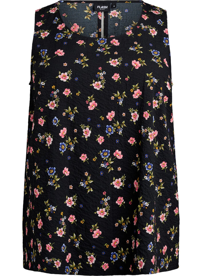 Top bez rekaw&oacute;w z tekstura, Czarne, Packshot image number 0