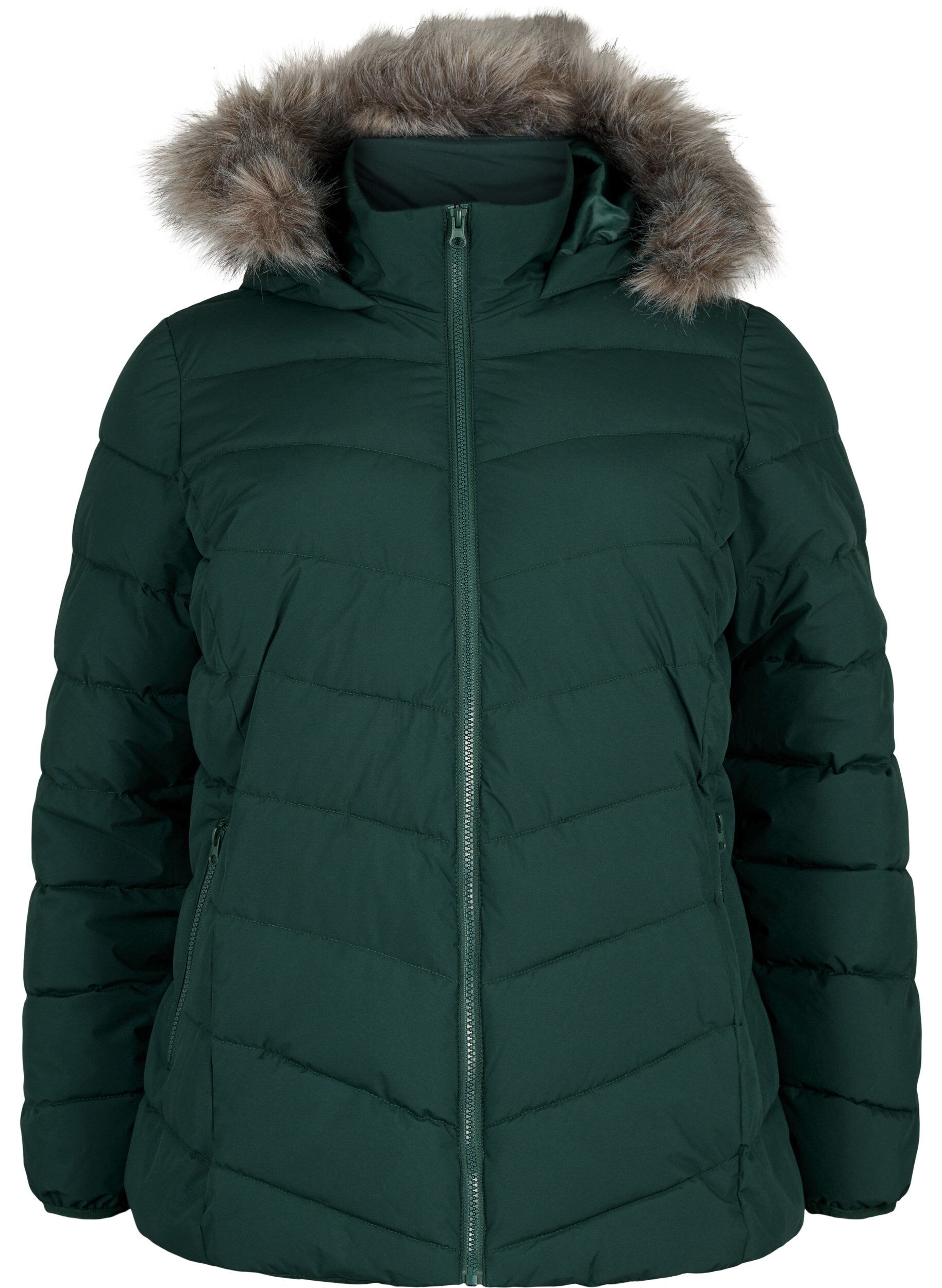 ZizziKr&oacute;tka kurtka puchowa z kapturem, Zielony, Packshot image number 0